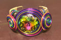 Large Crystal Flowers  Spiral Round Open Bangle Alloy Cuff Bracelet Women