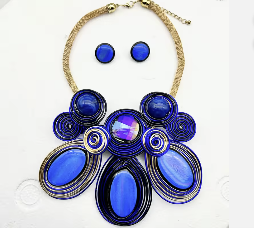Resin Flower  Necklace Earring Set for Women