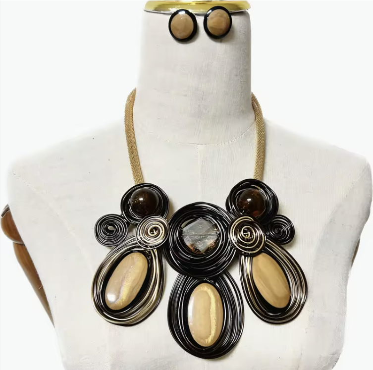 Resin Flower  Necklace Earring Set for Women