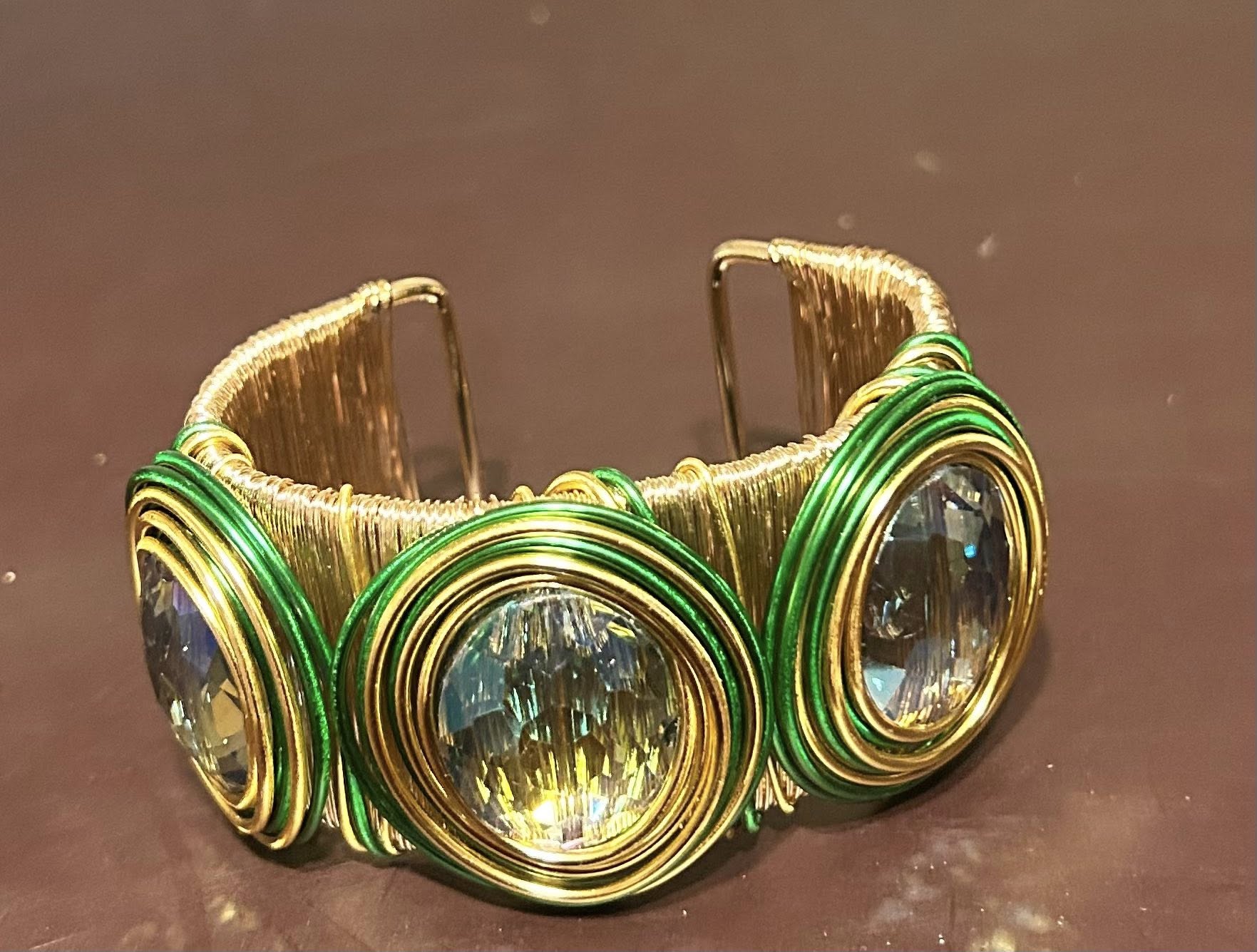 Large Crystal Flowers  Spiral Round Open Bangle Alloy Cuff Bracelet Women (Copy)